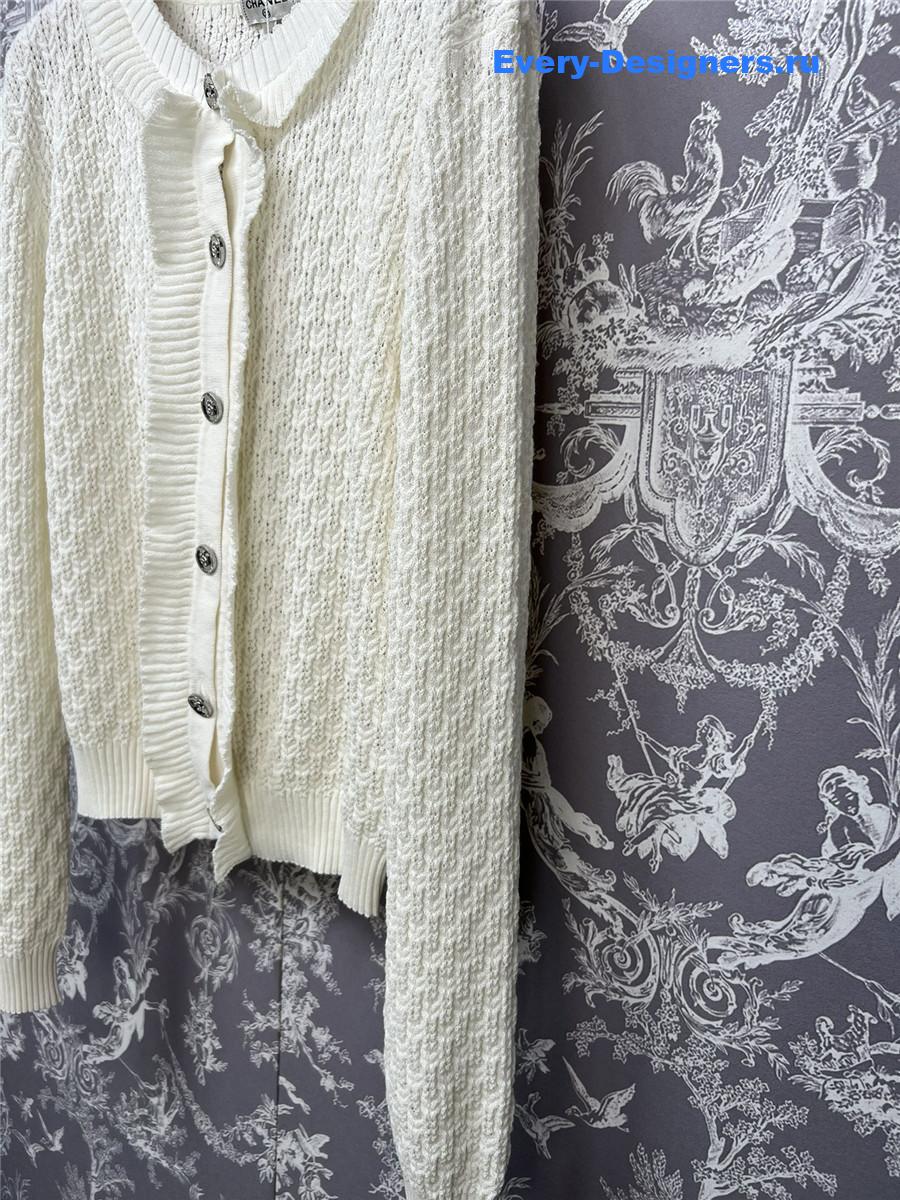 Ch**el off-white lace knit cardigan