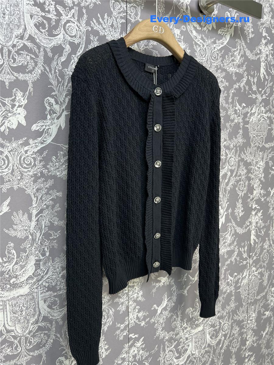 Ch**el black lace knit cardigan