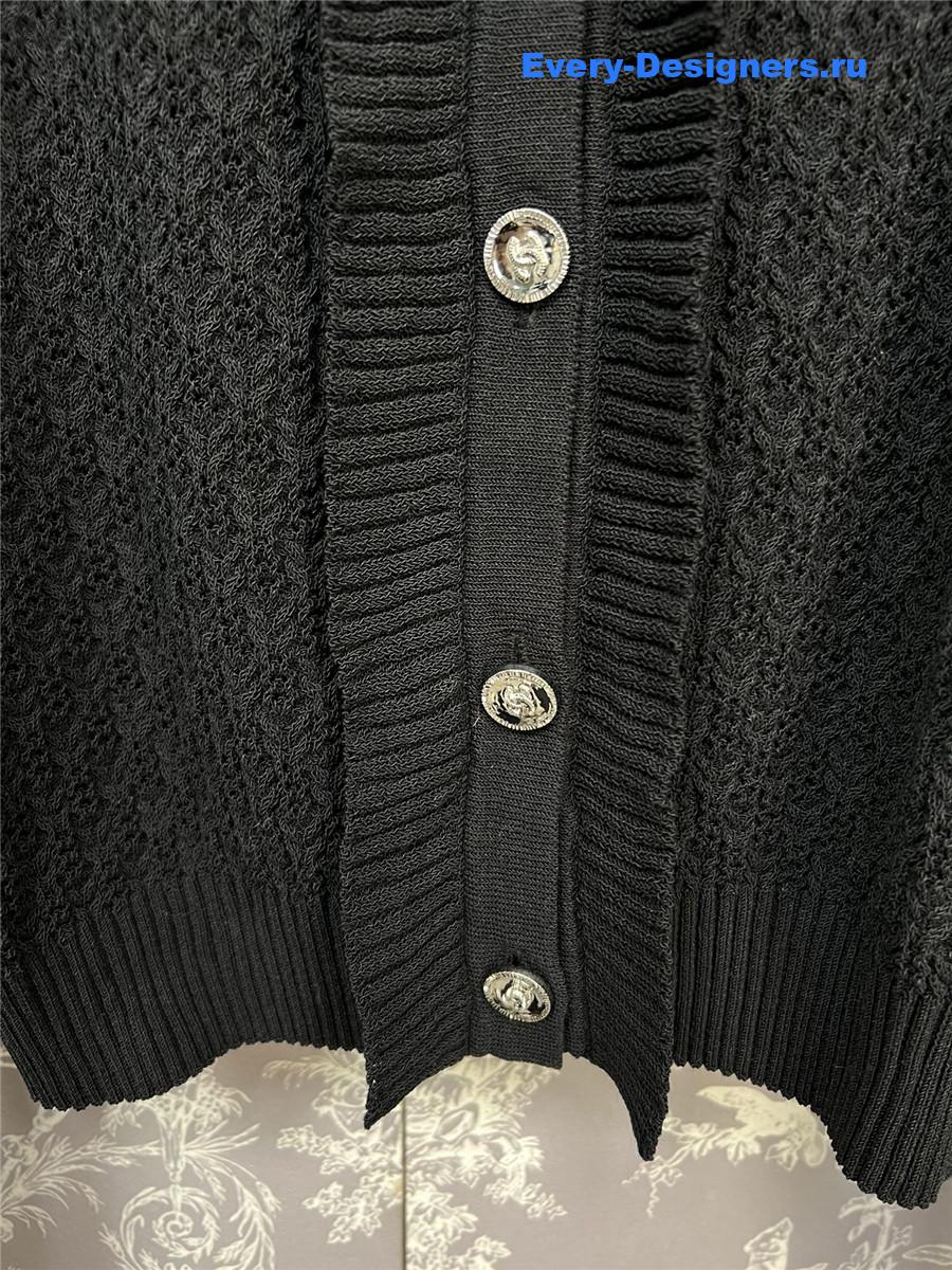 Ch**el black lace knit cardigan