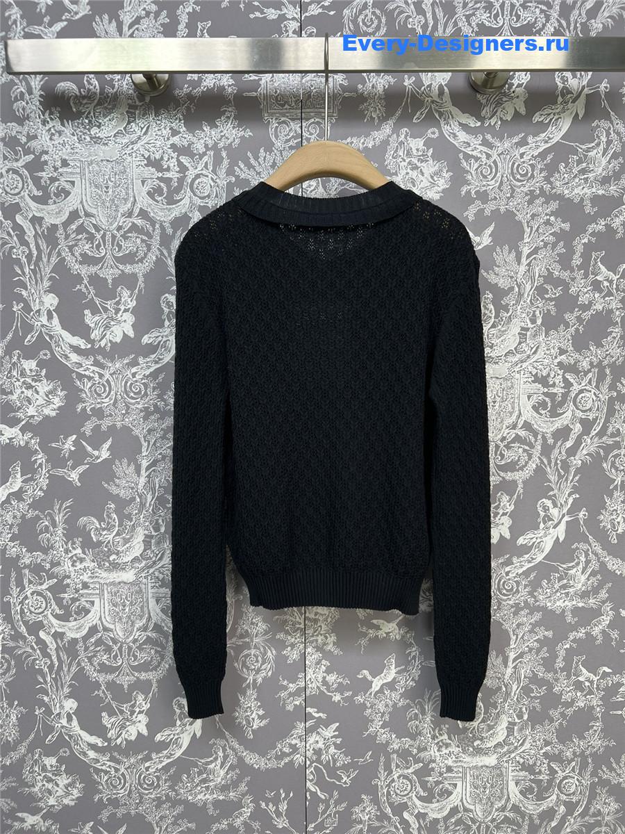 Ch**el black lace knit cardigan