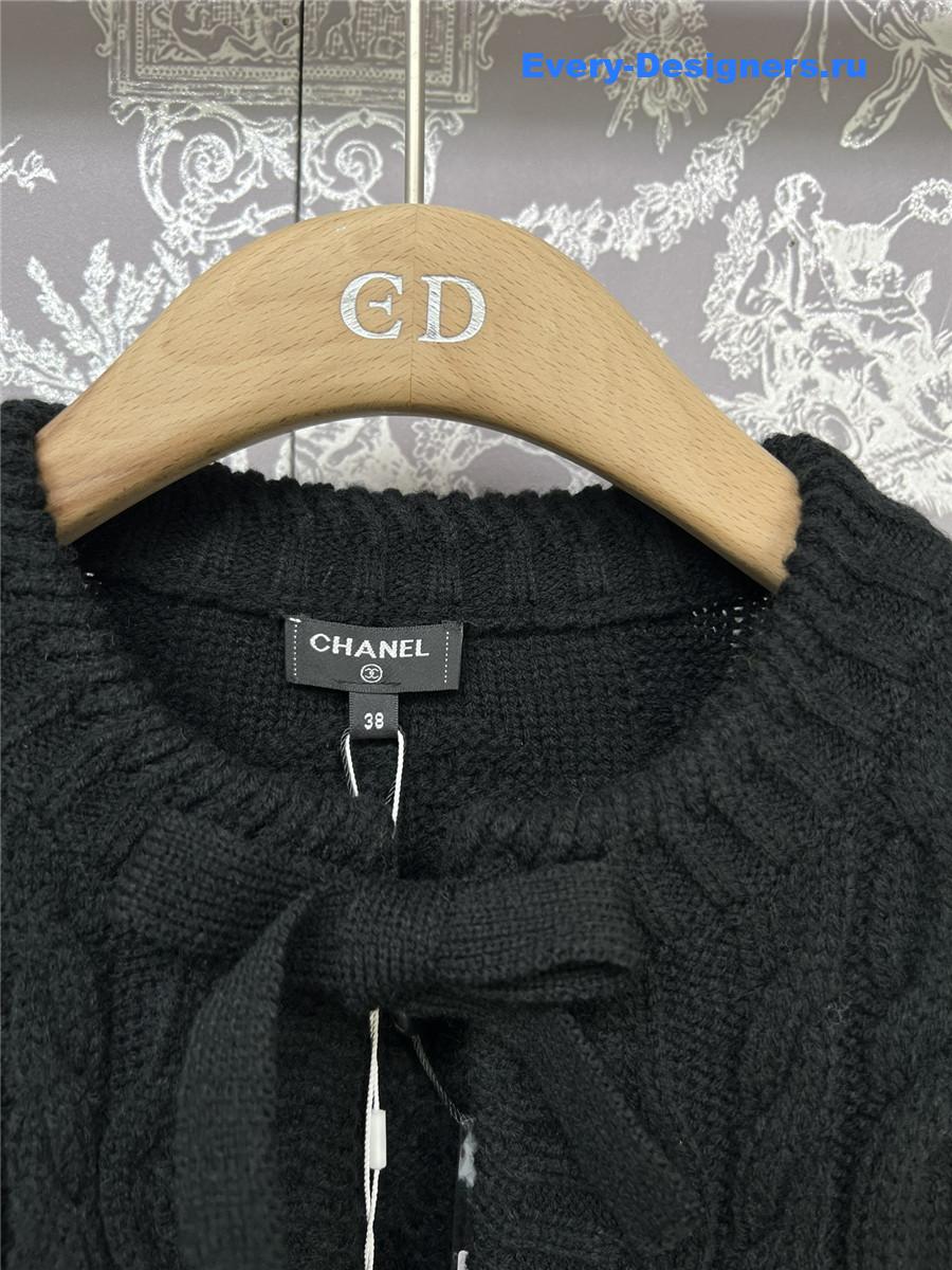 Ch**el patchwork knitted short cardigan in black