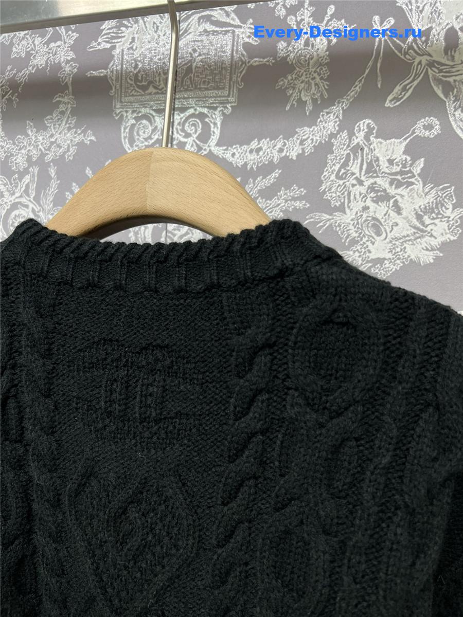 Ch**el patchwork knitted short cardigan in black
