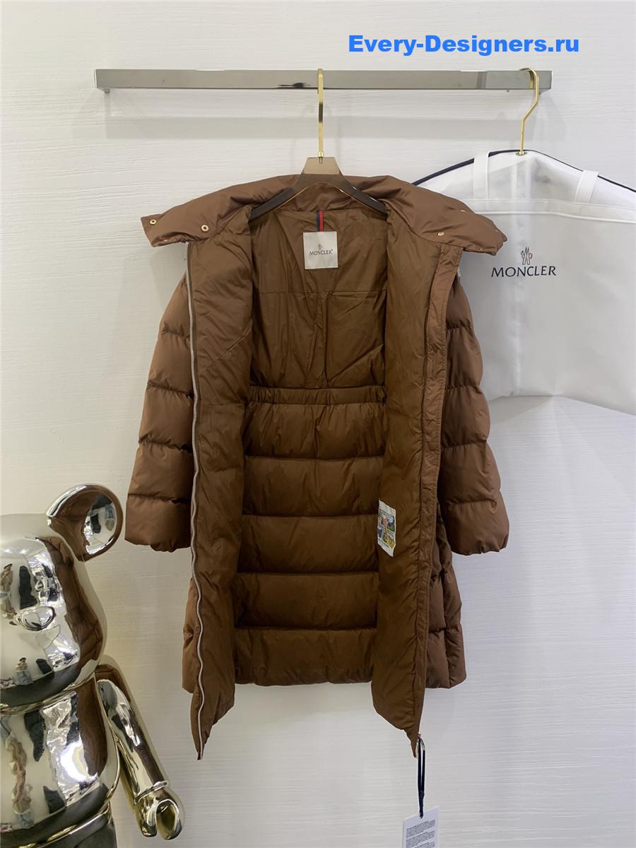 Moncler Women Brou Belted Down Coat in Beige