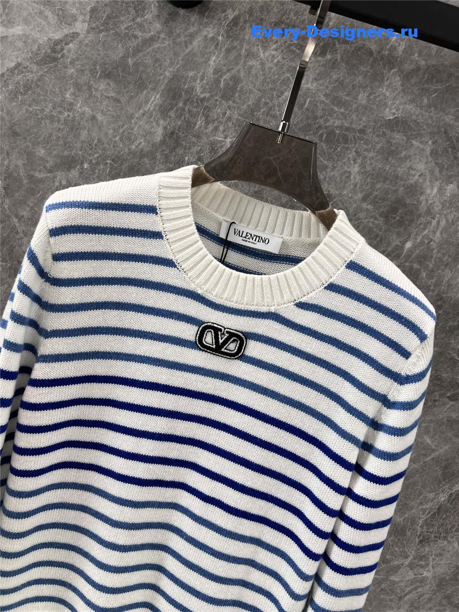 Va1e*ntin0 striped knitted long sleeve sweater