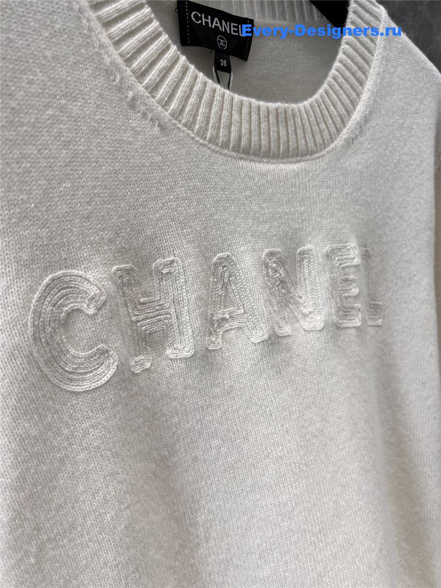 Ch**el wool knitted lettering crew neck sweater set