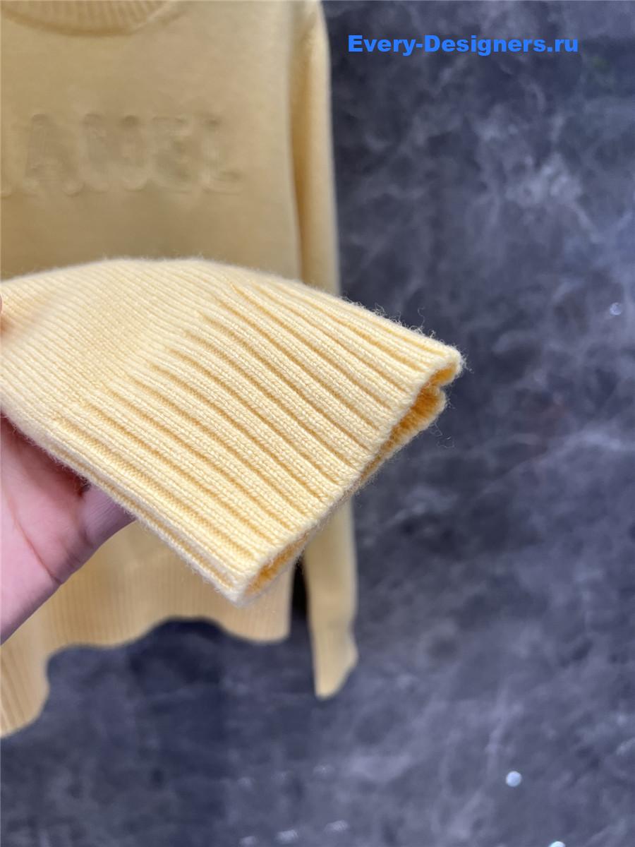 Ch**el wool knitted lettering crew neck sweater set yellow