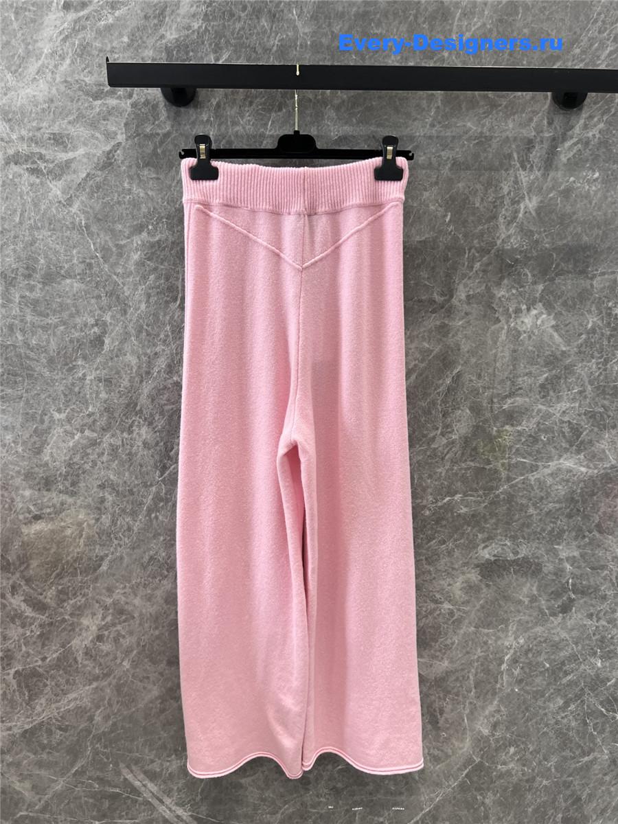 Ch**el wool knitted lettering crew neck sweater set in pink