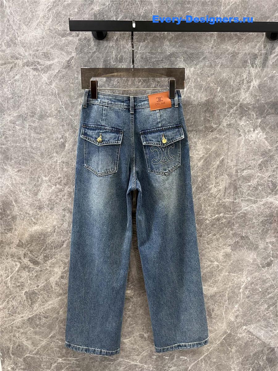 Ce1i*e logo embroidered straight jeans