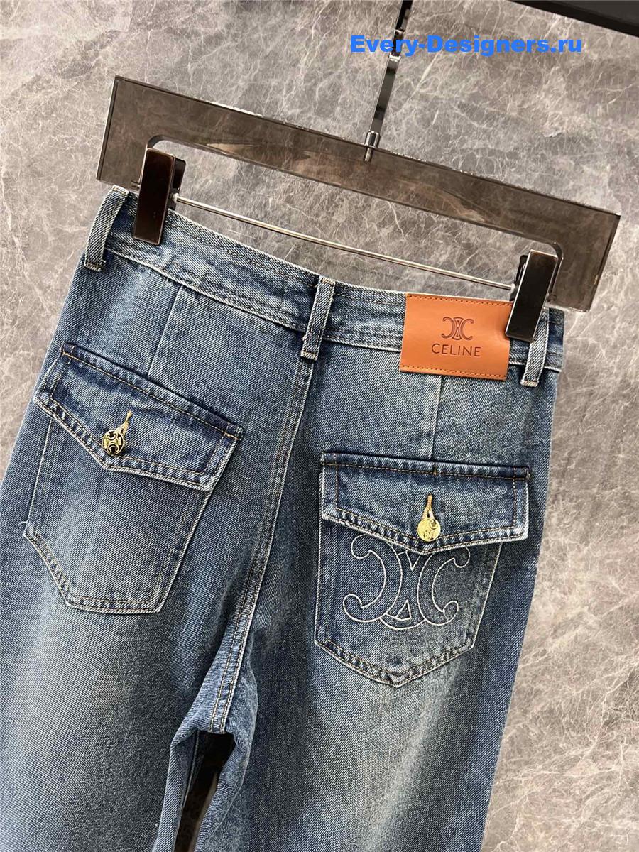 Ce1i*e logo embroidered straight jeans