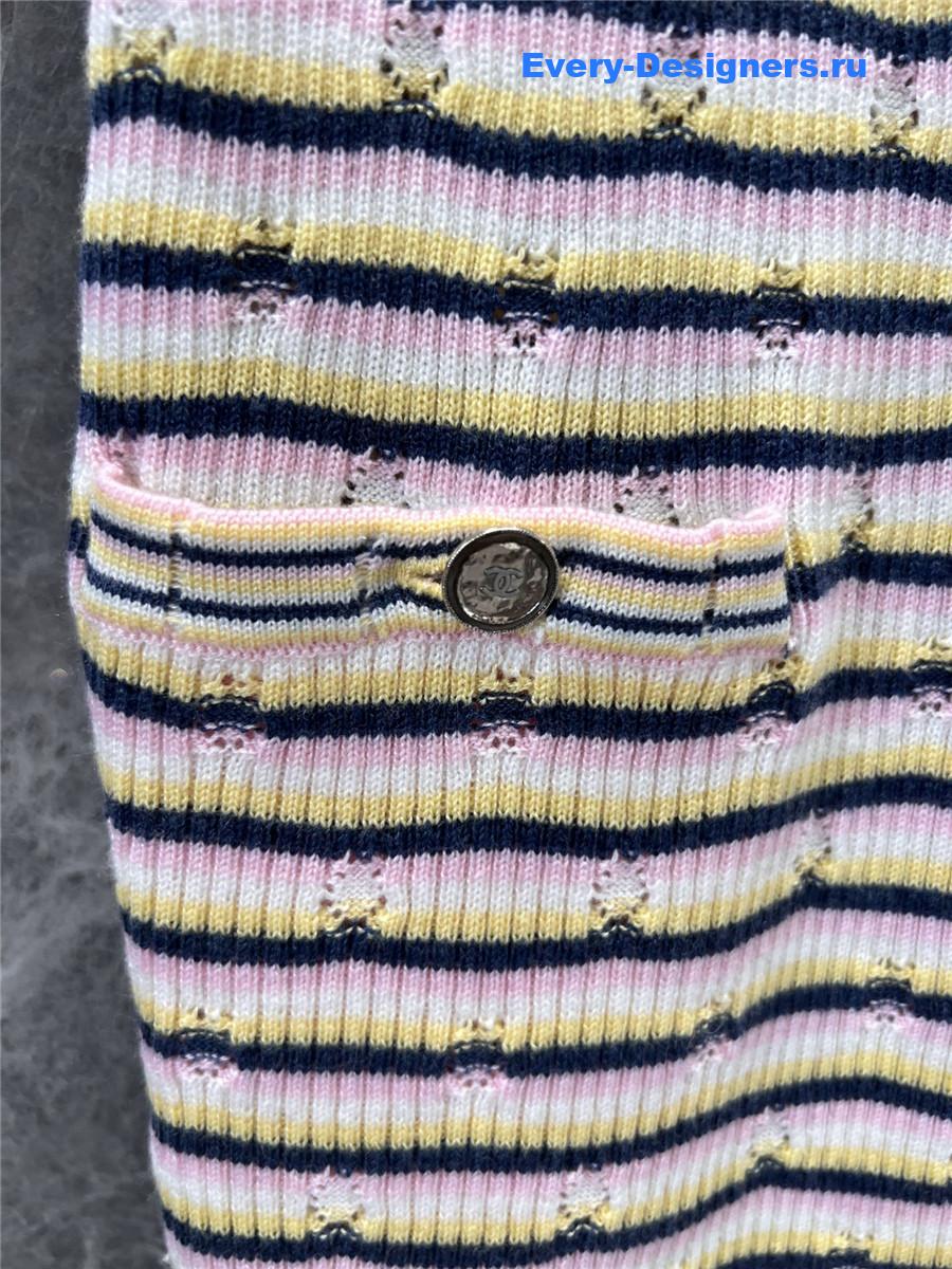 Ch**el logo striped knitted vest dress