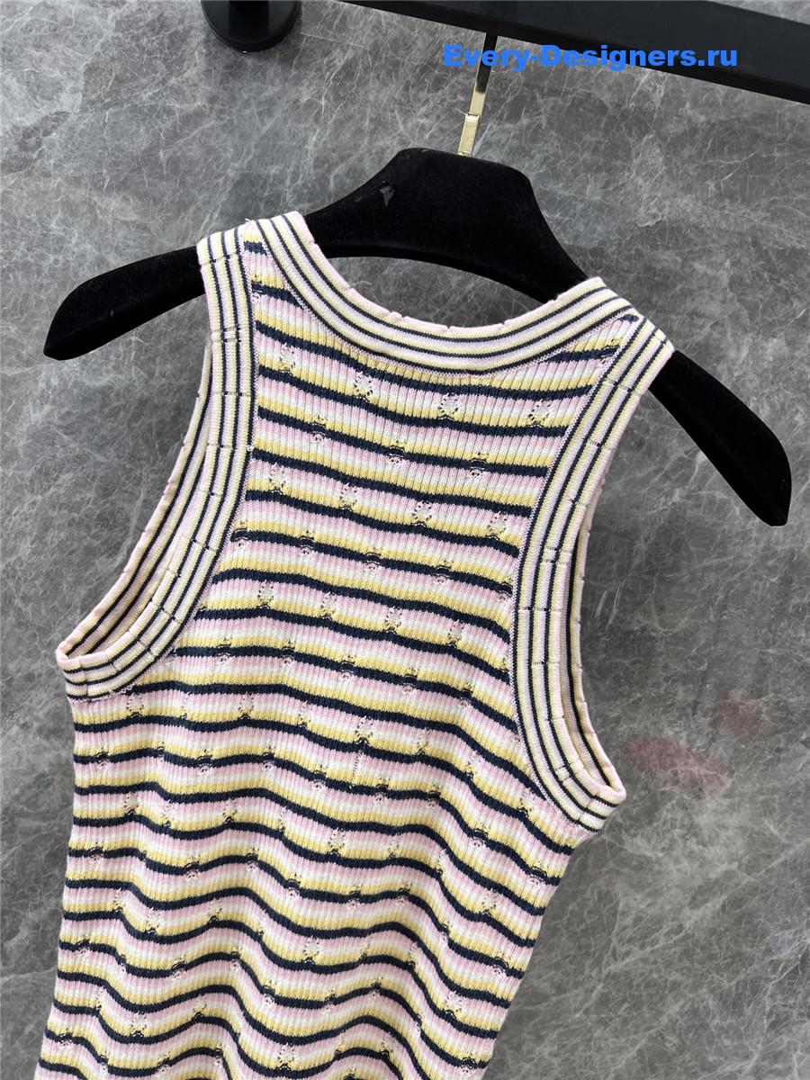 Ch**el logo striped knitted vest dress