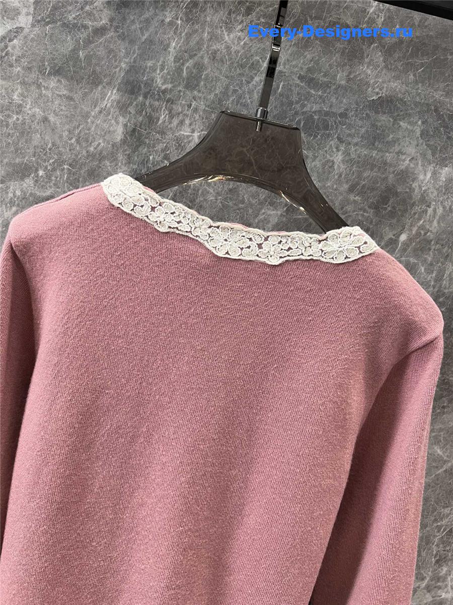 Va1e*ntin0 garavani lace-trim cardigan in pink