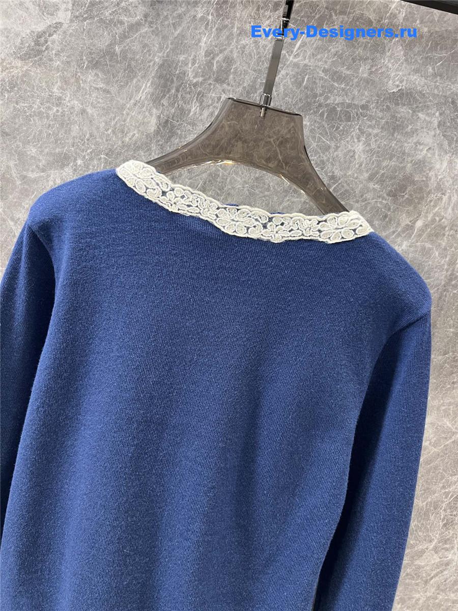 Va1e*ntin0 garavani lace-trim cardigan in blue