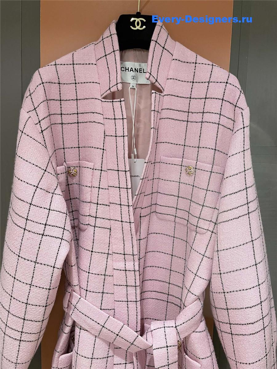Ch**el pink check wool twill jacket