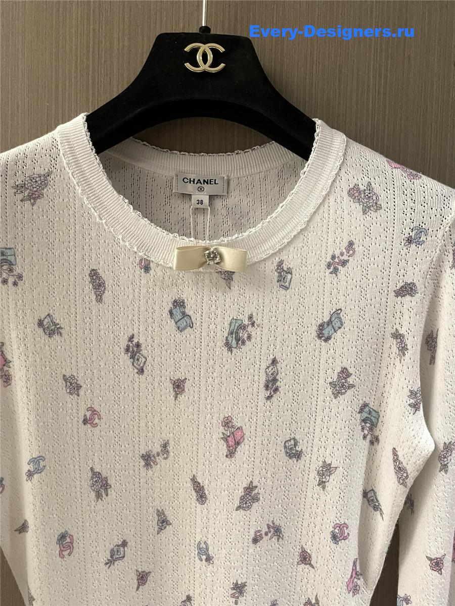 Ch**el butterfly print long sleeve top