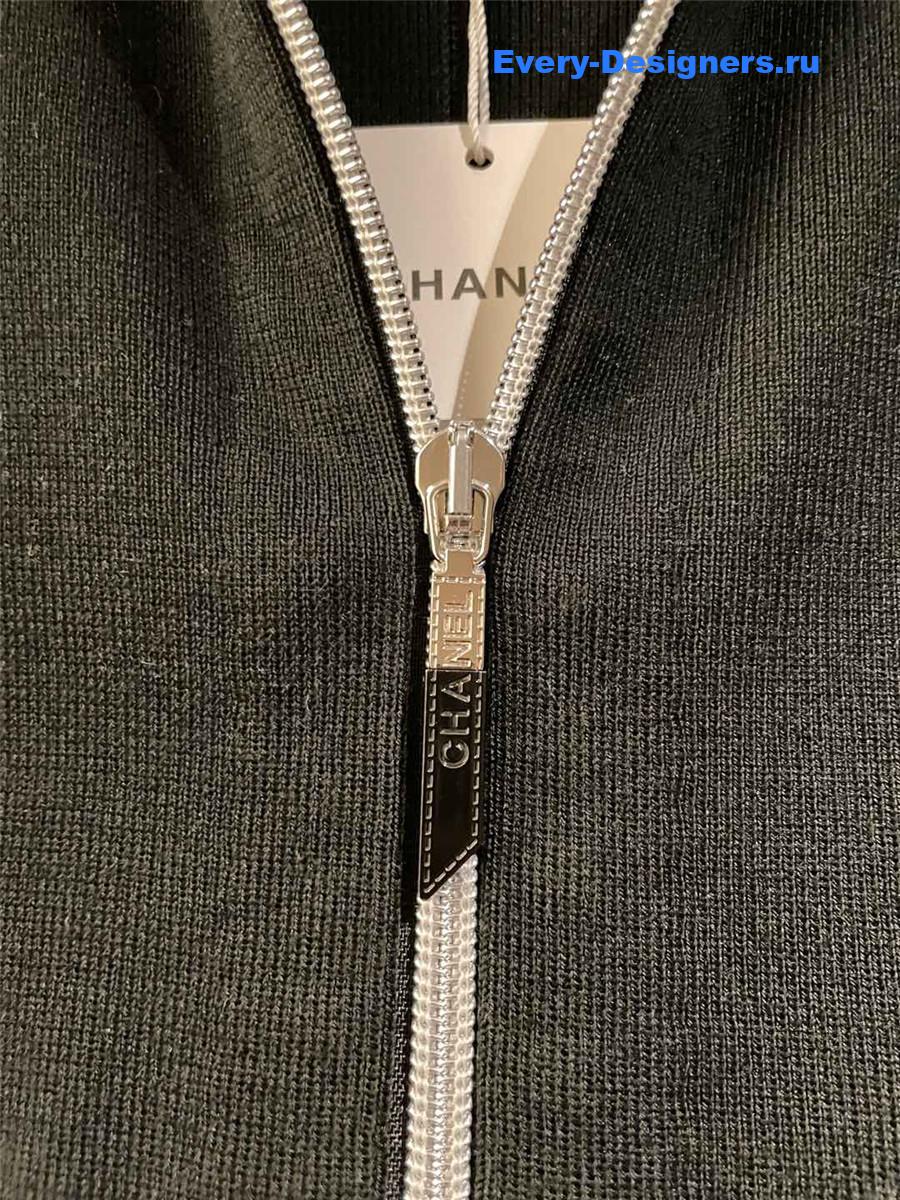 Ch**el zip hooded dress black