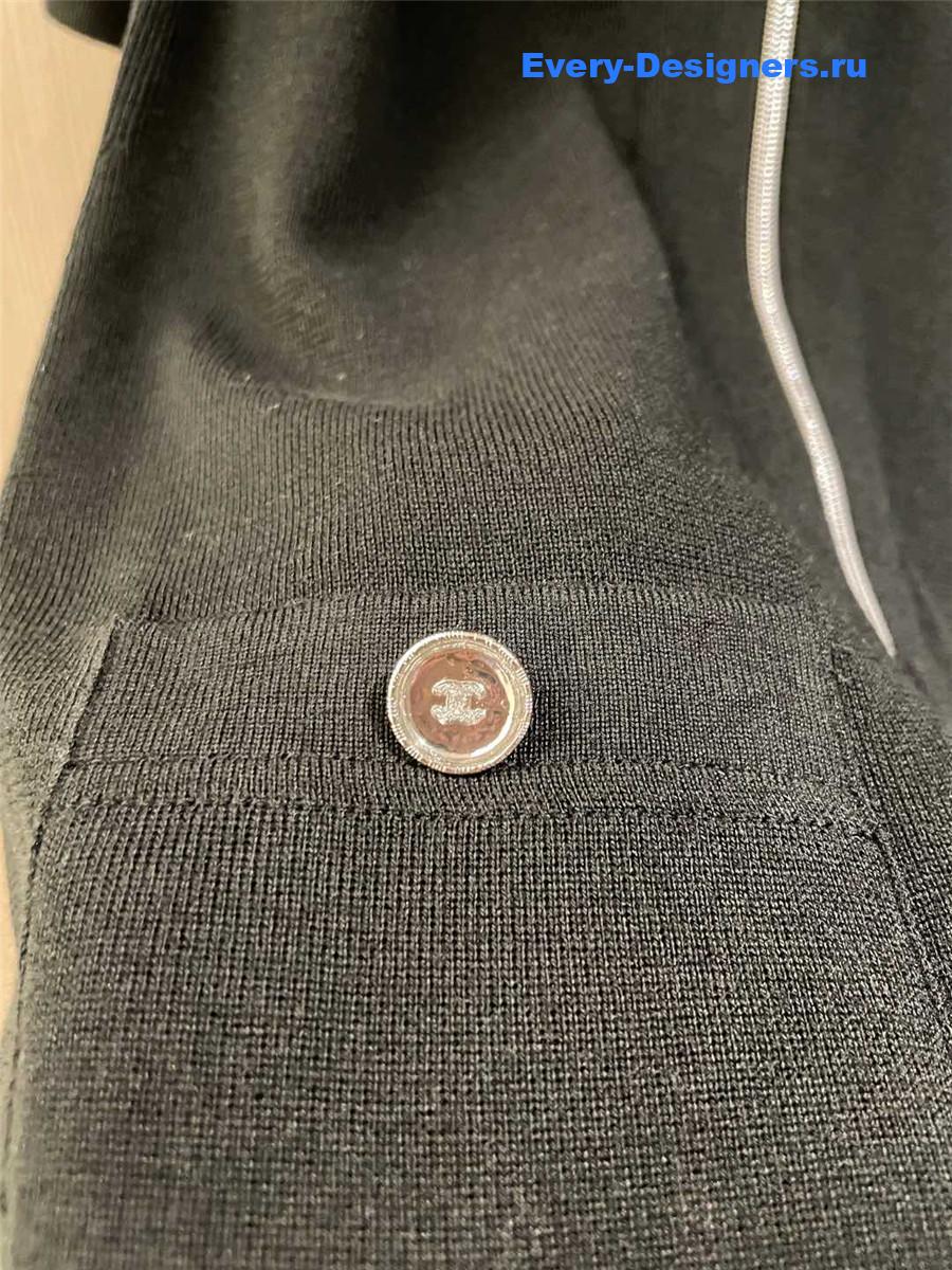 Ch**el zip hooded dress black