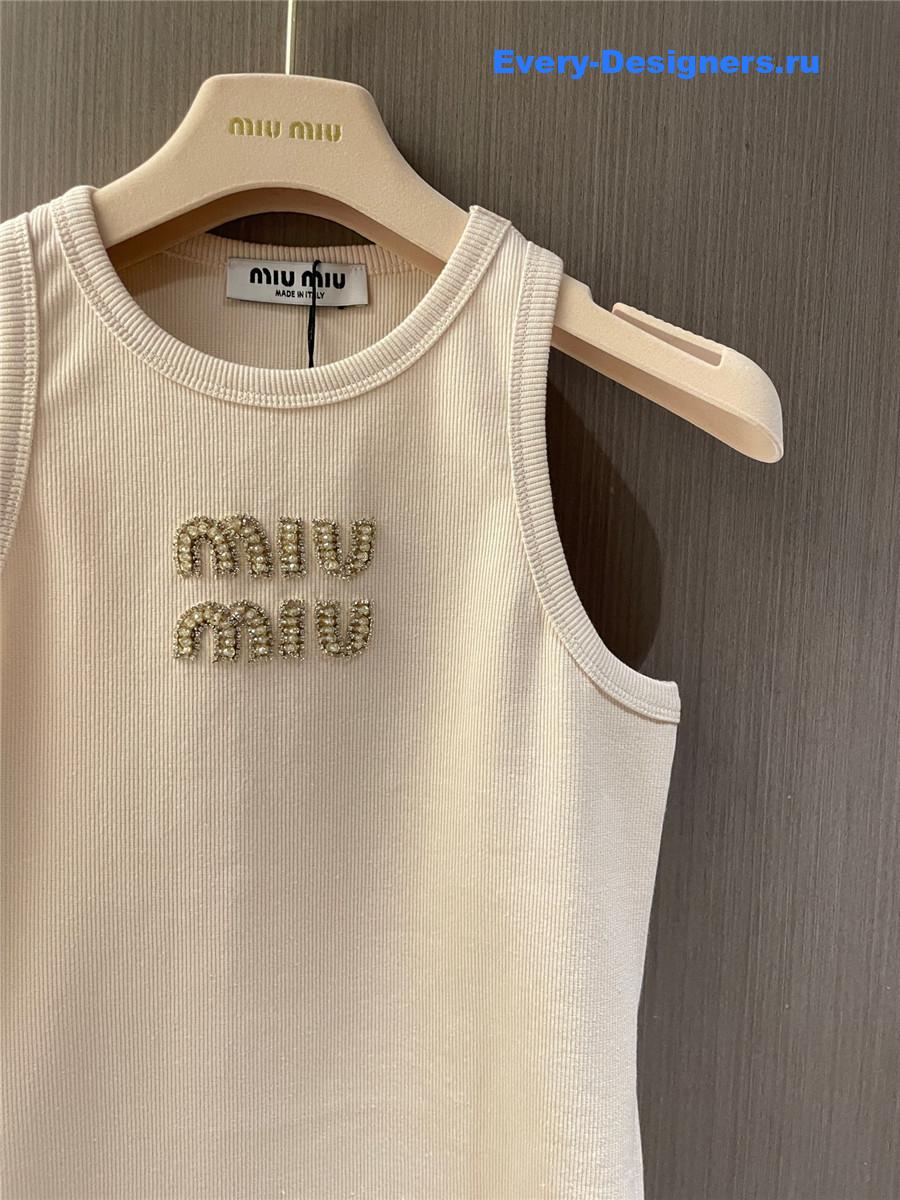 Miu Miu Embroidered Logo Tank Top