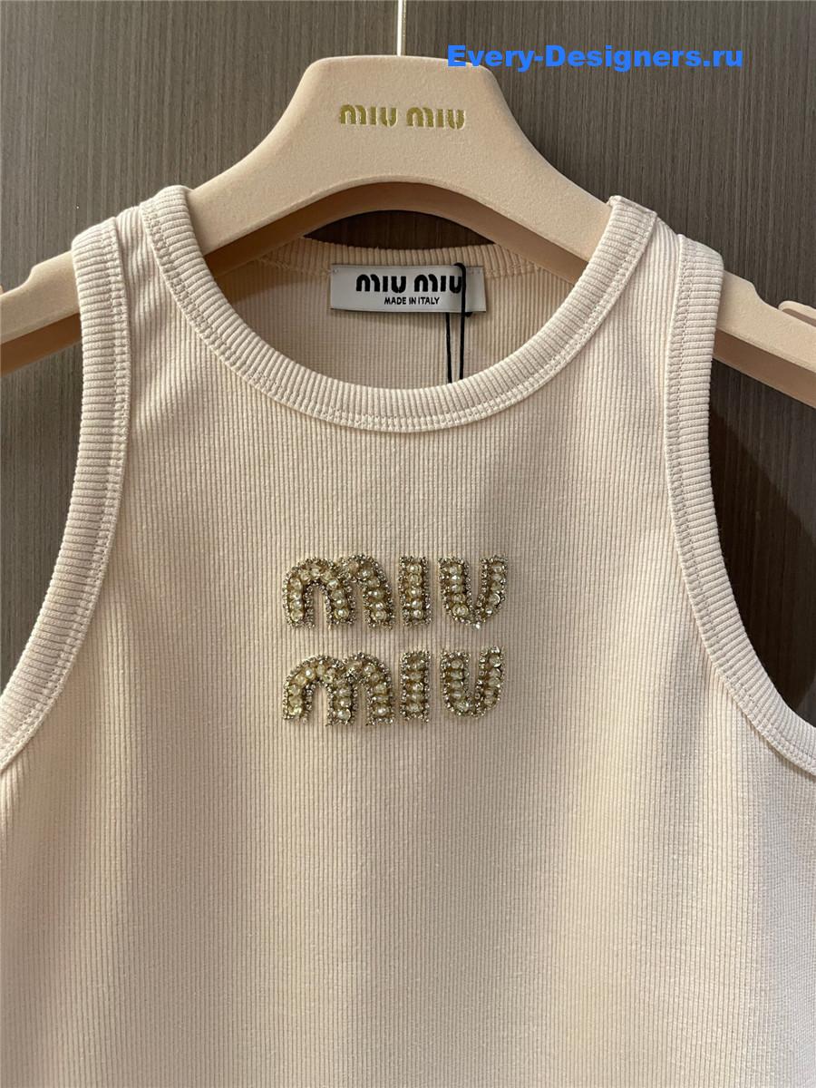 Miu Miu Embroidered Logo Tank Top