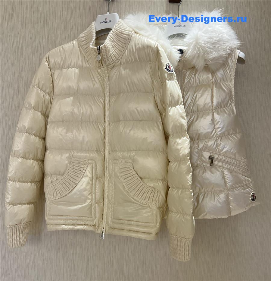 Moncler Knitted Cream Down Jacket