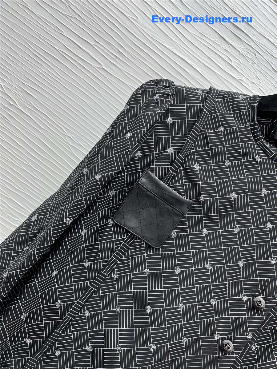 Ch**el black printed logo silk maxi dress