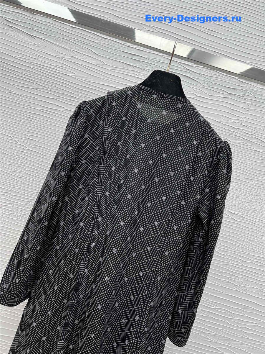 Ch**el black printed logo silk maxi dress