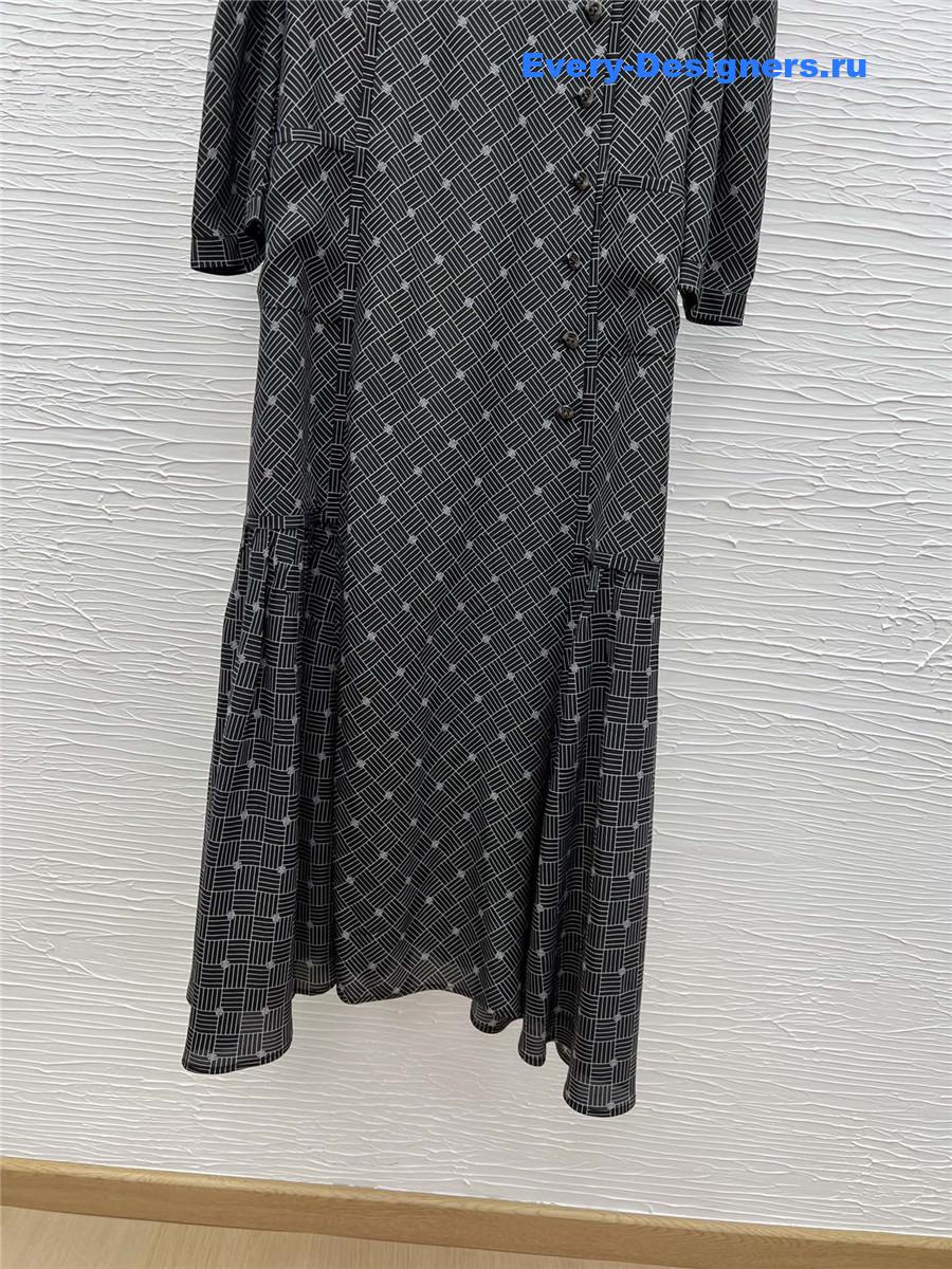 Ch**el black printed logo silk maxi dress