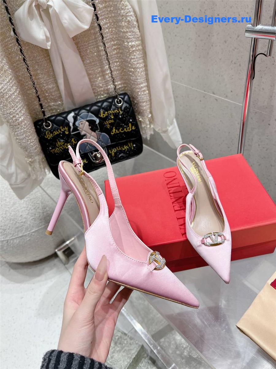 Va1e*ntin0 garavani vlogo satin slingback pumps