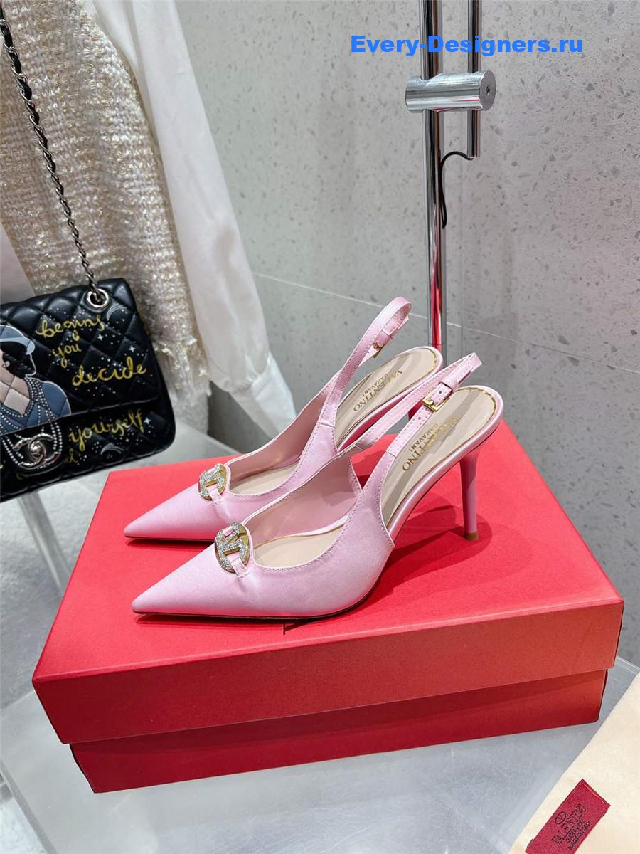 Va1e*ntin0 garavani vlogo satin slingback pumps