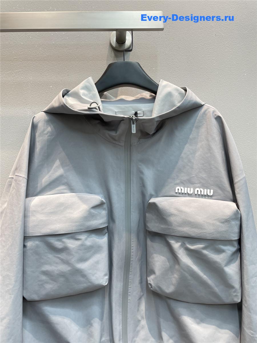 Miu Miu Technical Canvas Jacket in Grey
