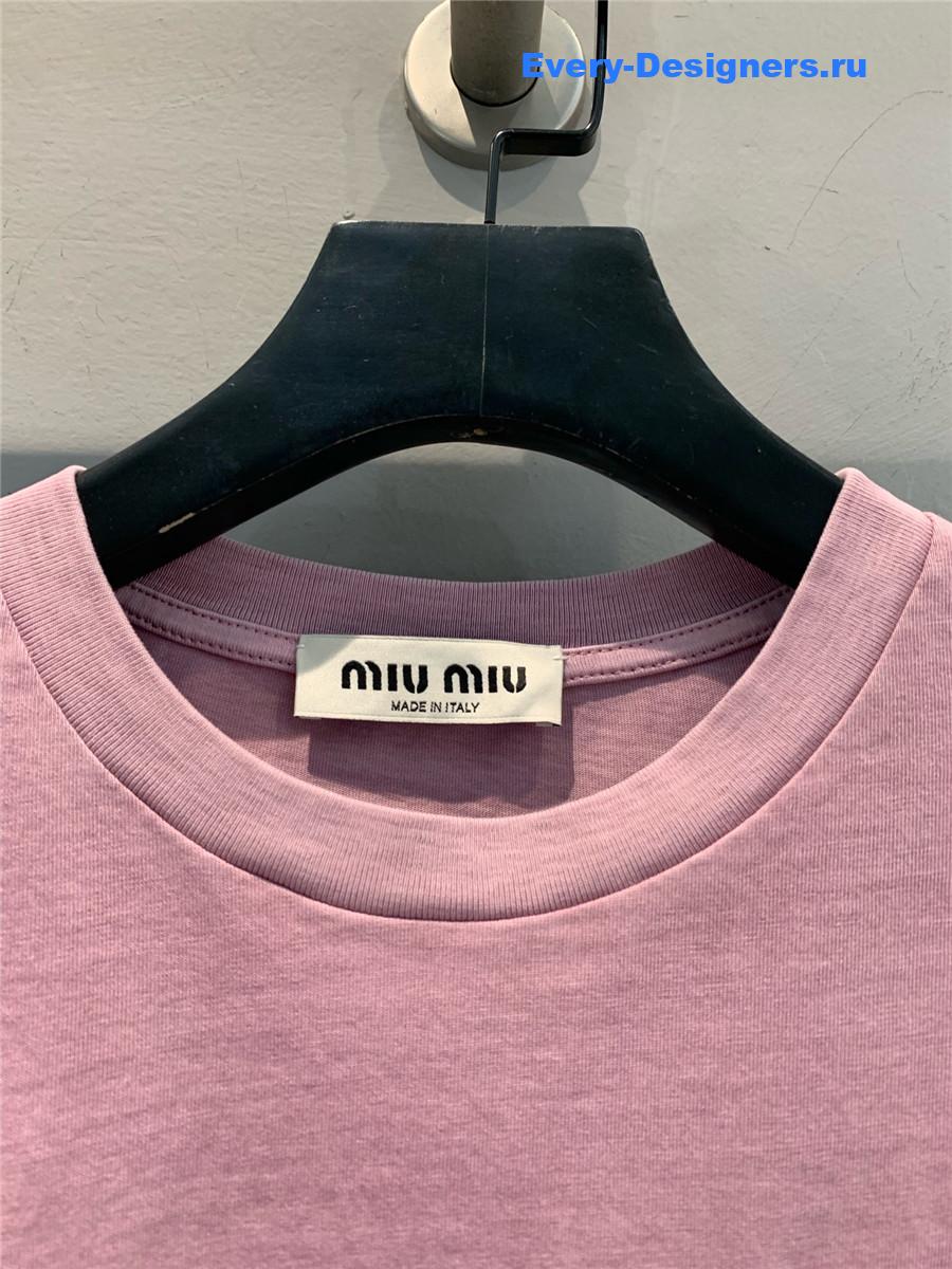 Miu Miu Logo Pink Long Sleeve Top