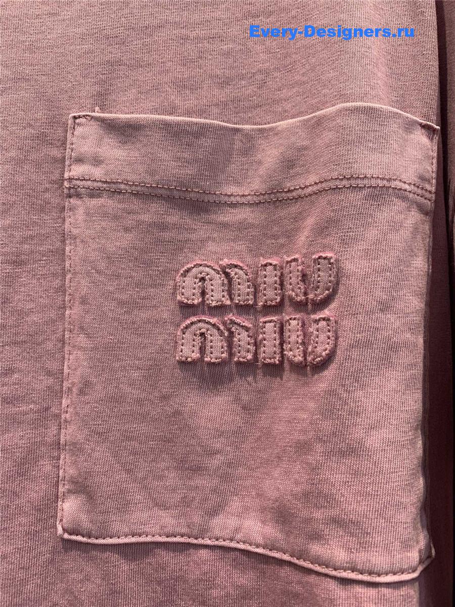 Miu Miu Logo Pink Long Sleeve Top