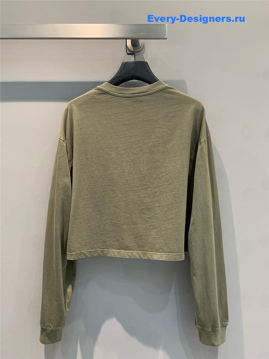 Miu Miu Logo Green Long Sleeve Top