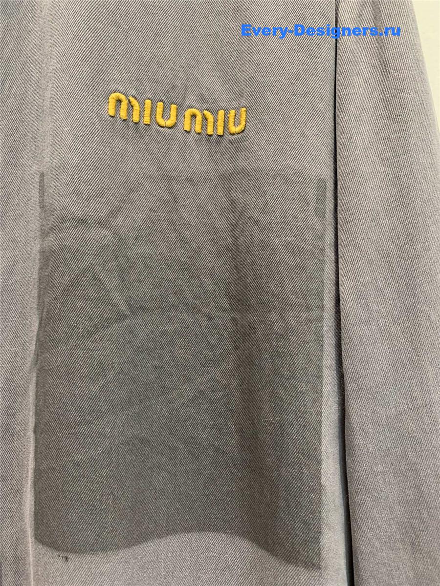 Miu Miu Embroidered Logo Grey Denim Shirt
