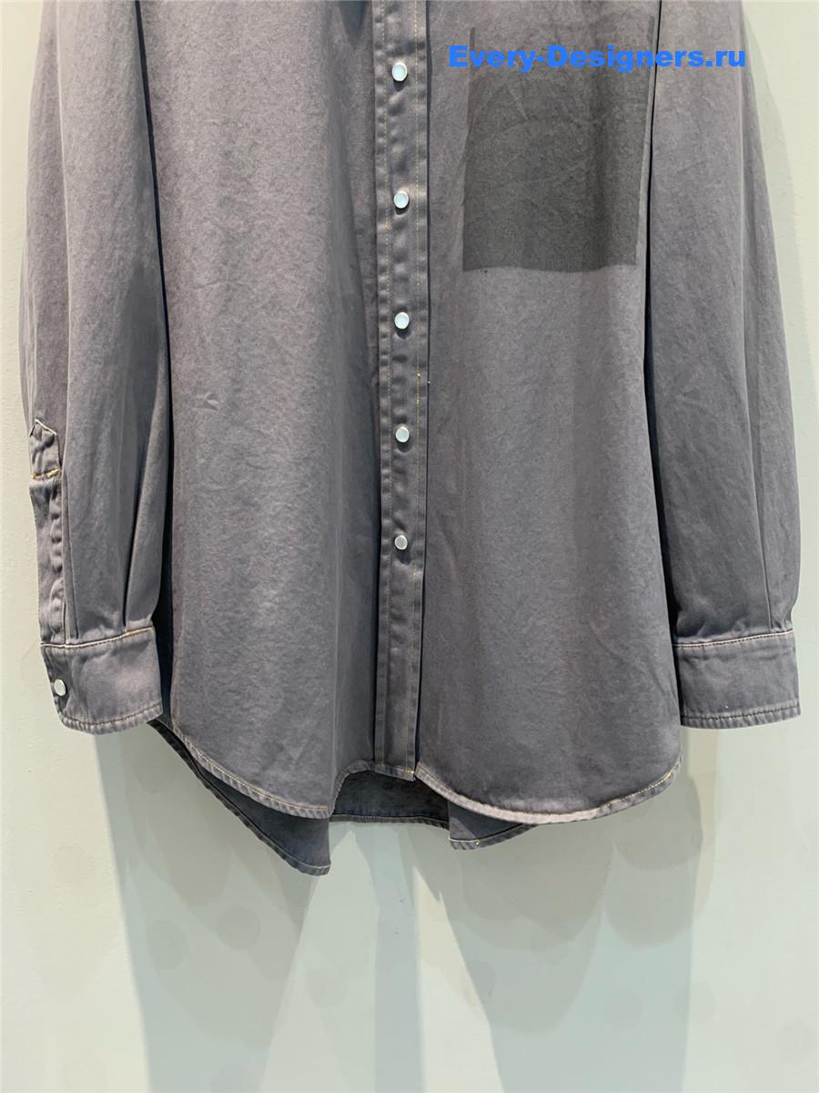 Miu Miu Embroidered Logo Grey Denim Shirt