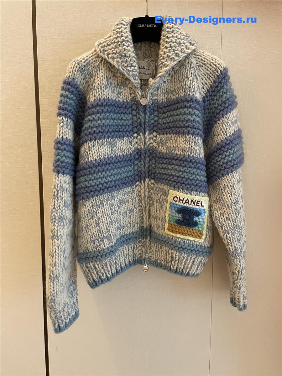 Ch**el women striped contrast knit cardigan