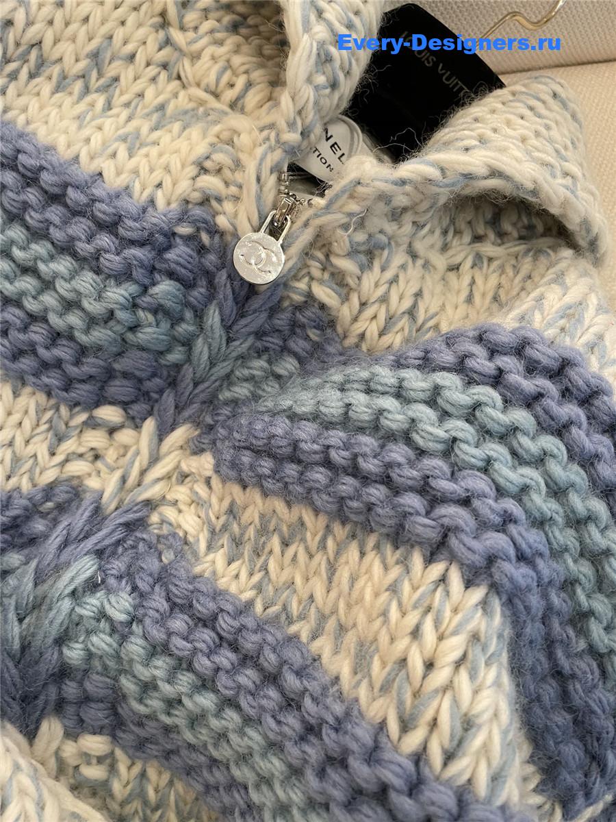 Ch**el women striped contrast knit cardigan