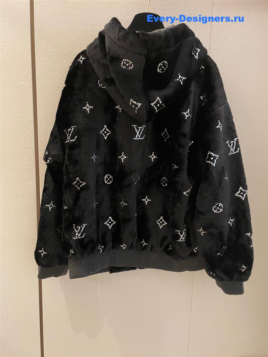 l0vis Vvtt0n logo rhinestone zip-up hooded jacket