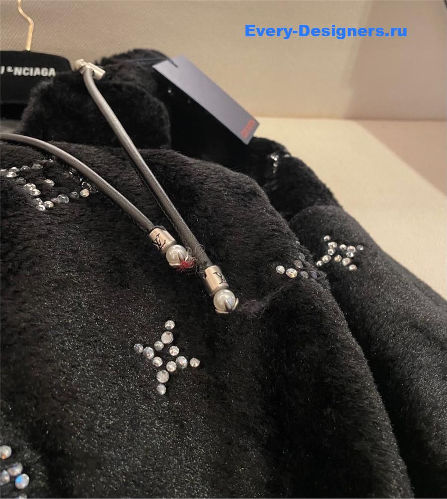 l0vis Vvtt0n logo rhinestone zip-up hooded jacket