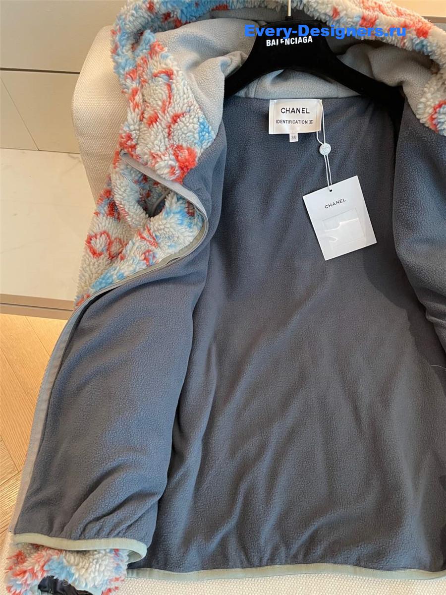 Ch**el camouflage fleece jacket