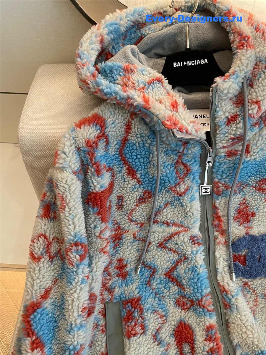 Ch**el camouflage fleece jacket