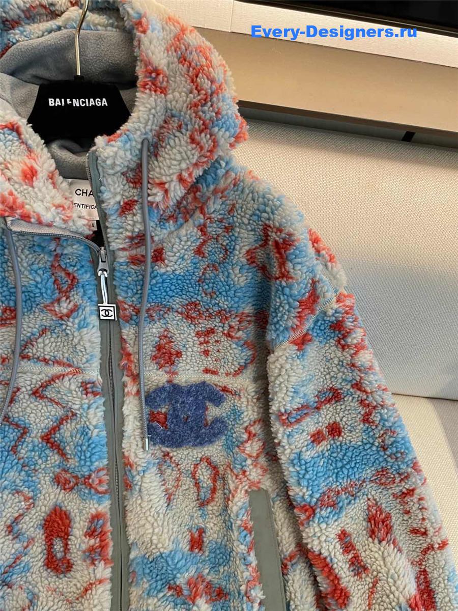 Ch**el camouflage fleece jacket