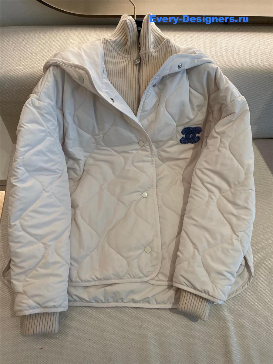 Ch**el knitted stand collar zipper cotton jacket