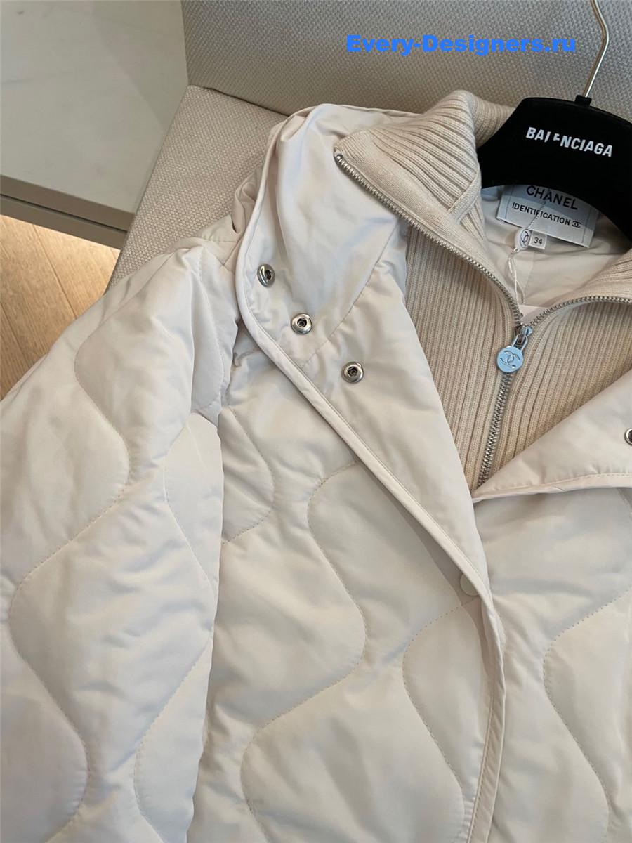 Ch**el knitted stand collar zipper cotton jacket