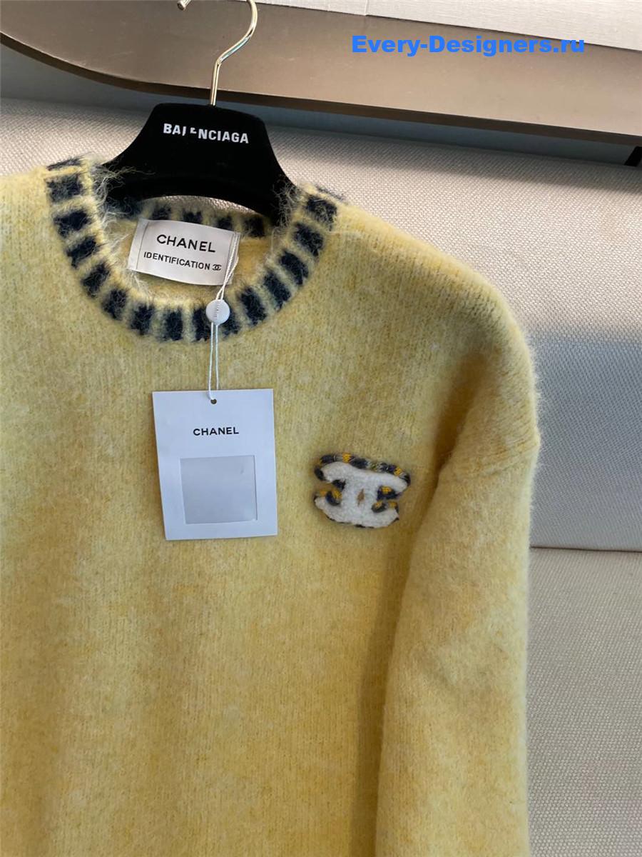 Ch**el mohair crew neck yellow sweater