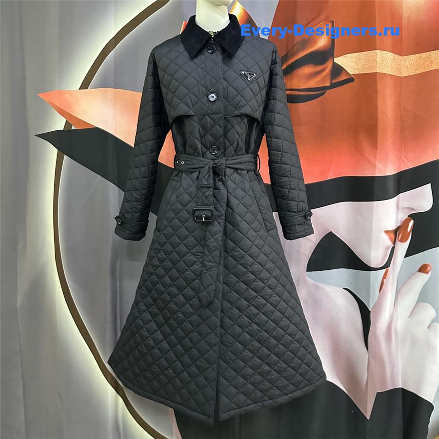 Pra*a quilted belted waist trench coat