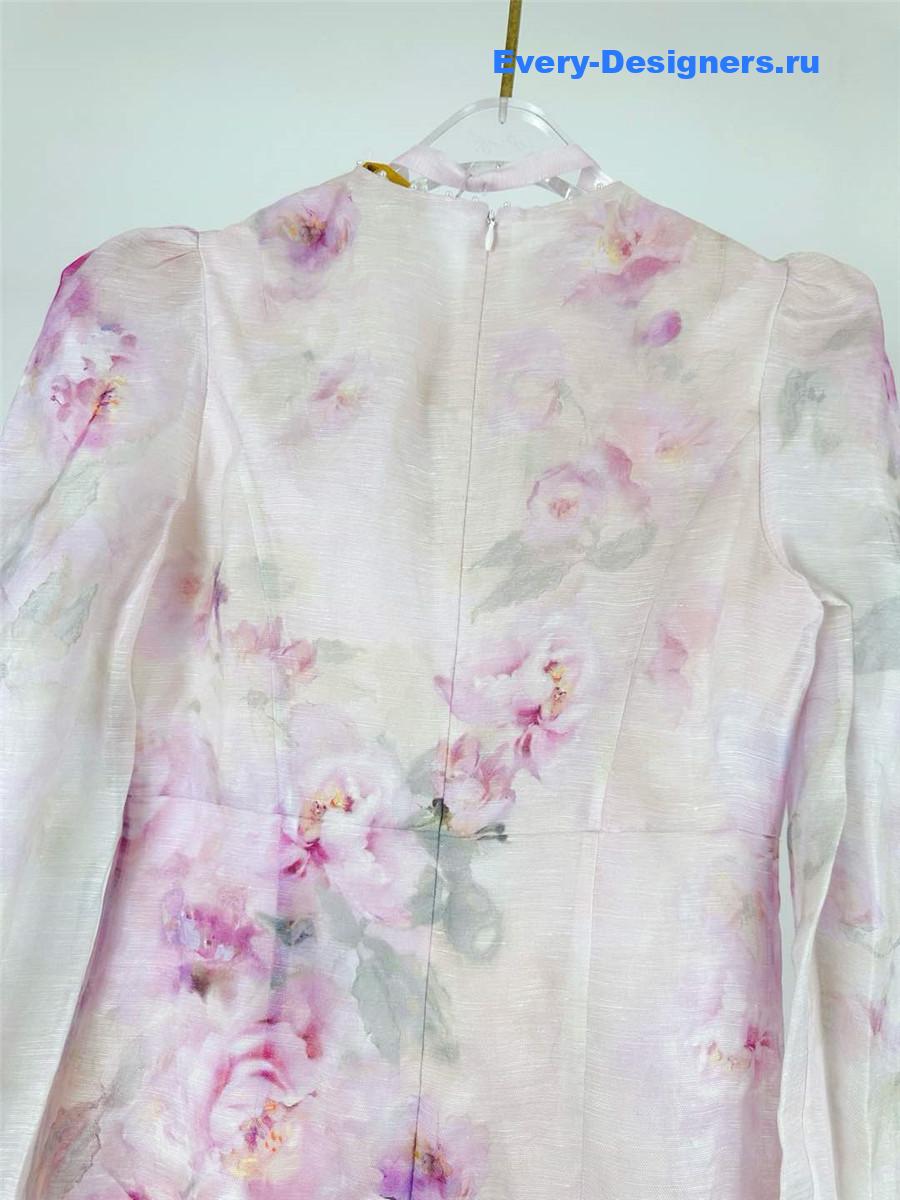 Zimm Crush Flower Midi Dress in Purple Floral