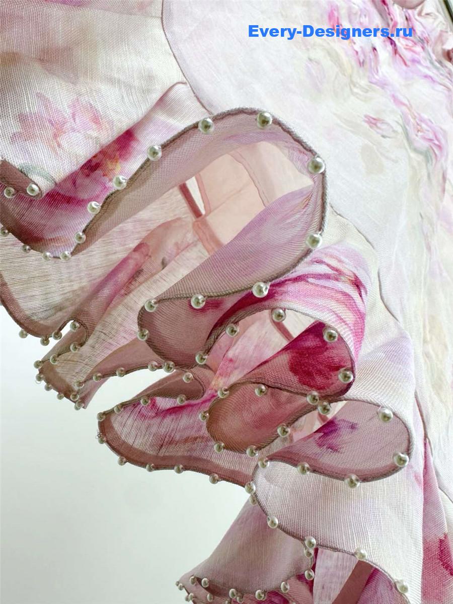 Zimm Crush Flower Midi Dress in Purple Floral