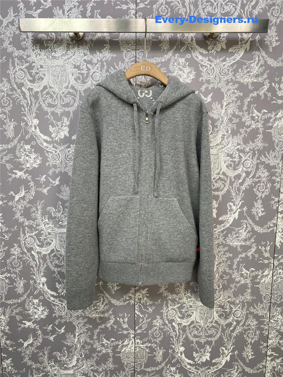 Gvc*1 gg wool hooded zip-up jacket in grey