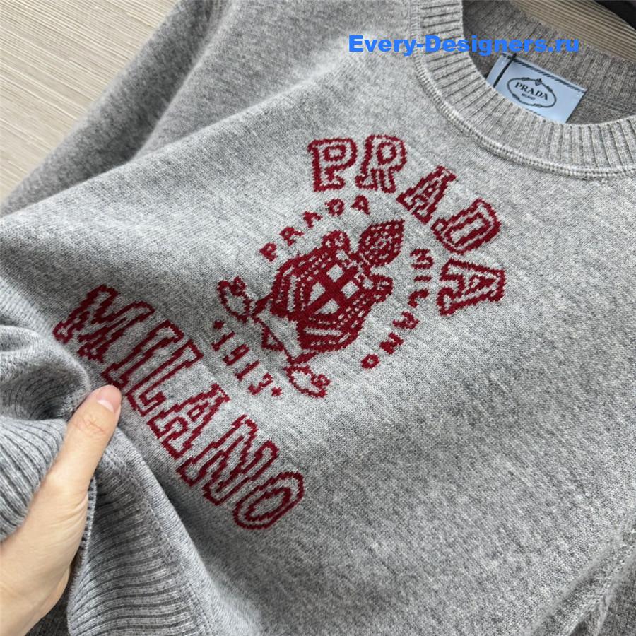 Pra*a logo grey cashmere sweater